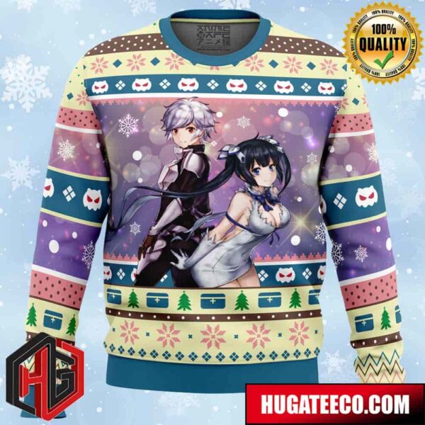 Bell And Hestia Danmachi Anime Ape Chirstmas Gifts 2024 Xmas For Family And Friends Ugly Sweater