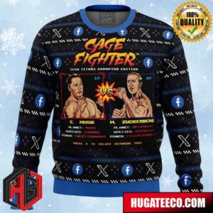 Cage Fighter Elun Musk vs Mark Zuckerberg Funny Pop Culture Anime Ape Chirstmas Gifts 2024 Xmas For Family And Friends Ugly Sweater