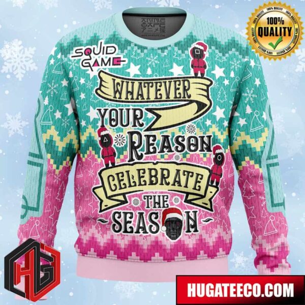 Celebrate the Season Squid Game Christmas Sweater Anime Ape Chirstmas Gifts 2024 Xmas For Family And Friends Ugly Sweater