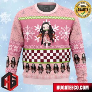 Chibi Christmas Nezuko Kamado Demon Slayer Anime Ape Chirstmas Gifts 2024 Xmas For Family And Friends Ugly Sweater