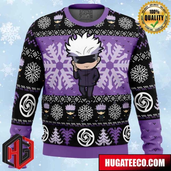 Chibi Satoru Gojo Jujutsu Kaisen Anime Ape Chirstmas Gifts 2024 Xmas For Family And Friends Ugly Sweater