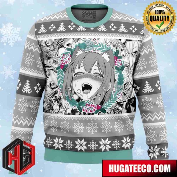 Christmas Anime Ahegao Anime Ape Chirstmas Gifts 2024 Xmas For Family And Friends Ugly Sweater