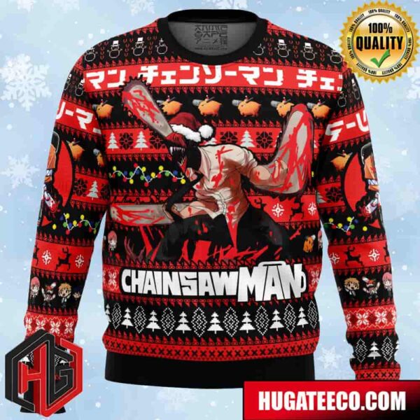 Christmas Denji Chainsaw Man Anime Ape Chirstmas Gifts 2024 Xmas For Family And Friends Ugly Sweater