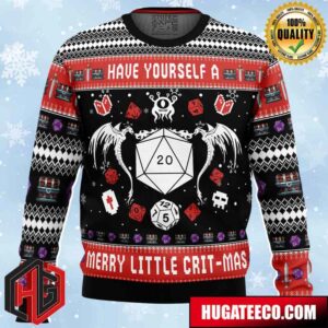 DAndD Have Yourself A Merry Little Crit-Mas Dungeons And Dragons Anime Ape Chirstmas Gifts 2024 Xmas For Family And Friends Ugly Sweater