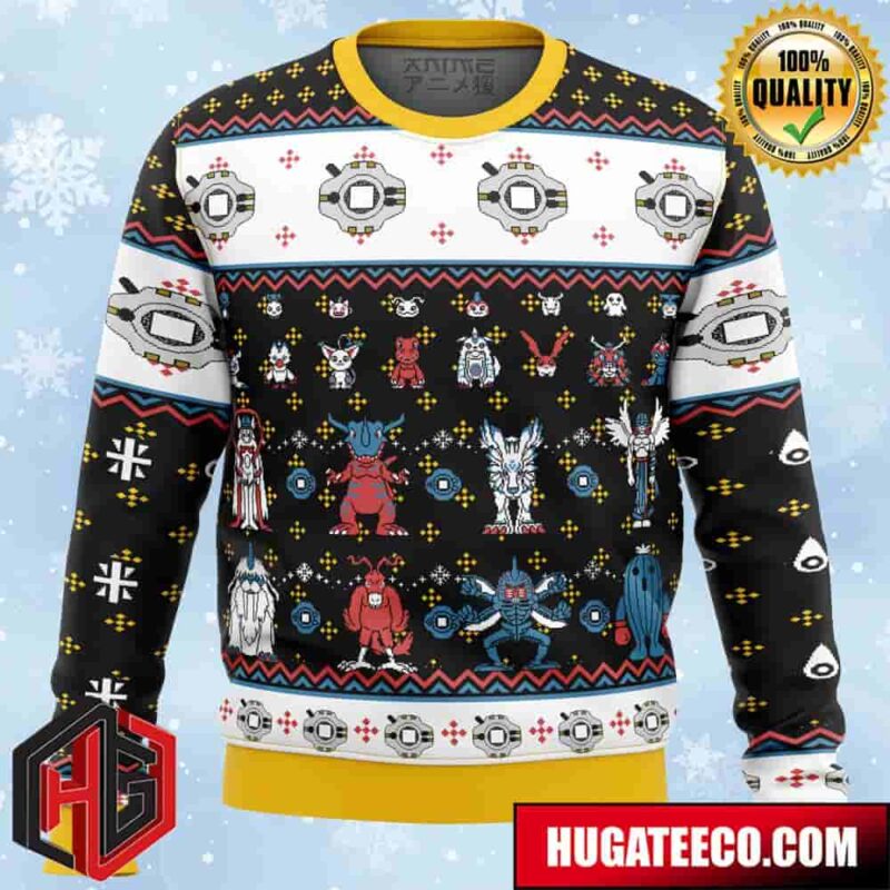 Digimon Sprites Anime Ape Chirstmas Gifts 2024 Xmas For Family And Friends Ugly Sweater