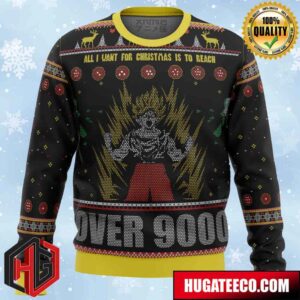 Dragon Ball Z Goku Over 9000 Anime Ape Chirstmas Gifts 2024 Xmas For Family And Friends Ugly Sweater