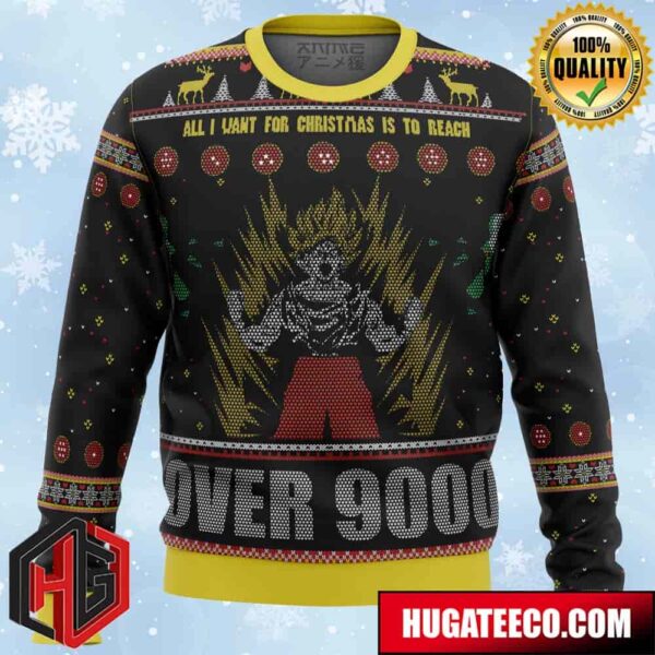 Dragon Ball Z Goku Over 9000 Anime Ape Chirstmas Gifts 2024 Xmas For Family And Friends Ugly Sweater