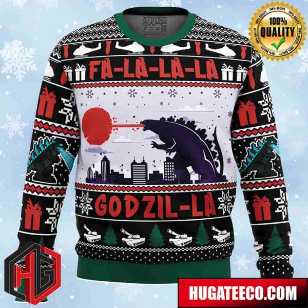 Falalala Godzil-LA Godzilla Anime Ape Chirstmas Gifts 2024 Xmas For Family And Friends Ugly Sweater