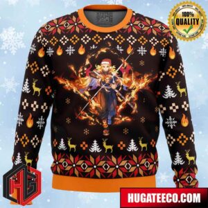 Fire Rengoku Demon Slayer Christmas Sweater Anime Ape Chirstmas Gifts 2024 Xmas For Family And Friends Ugly Sweater