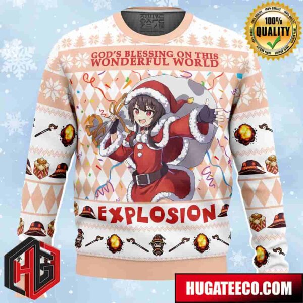 God’s Blessing On This Wonderful World Explosion Konosuba Anime Ape Chirstmas Gifts 2024 Xmas For Family And Friends Ugly Sweater