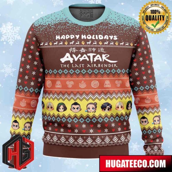 Happy Holidays Avatar The Last Airbender Anime Ape Chirstmas Gifts 2024 Xmas For Family And Friends Ugly Sweater