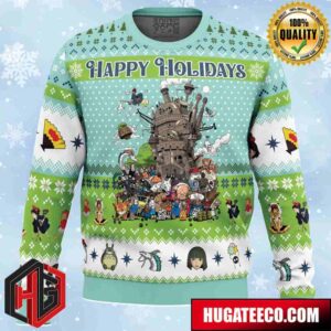 Happy Holidays Studio Ghibli Anime Ape Chirstmas Gifts 2024 Xmas For Family And Friends Ugly Sweater