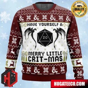 Have Yourself A Merry Little Crit-Mas Dungeons And Dragons Anime Ape Chirstmas Gifts 2024 Xmas For Family And Friends Ugly Sweater