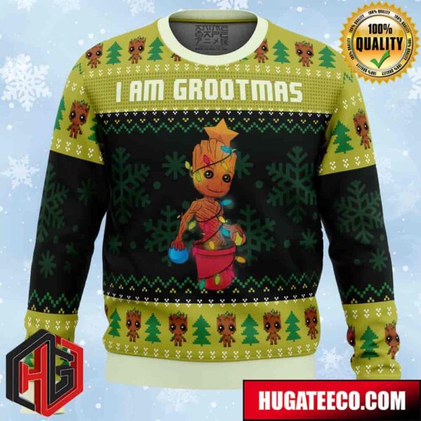 I am Grootmas Guardians of the Galaxy Marvel Anime Ape Chirstmas Gifts 2024 Xmas For Family And Friends Ugly Sweater