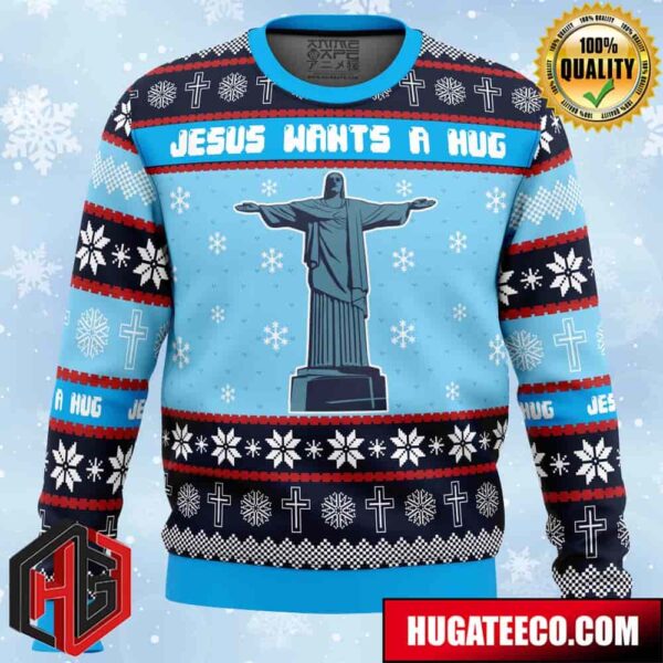 Jesus Wants a Hug Hellsing Anime Ape Chirstmas Gifts 2024 Xmas For Family And Friends Ugly Sweater