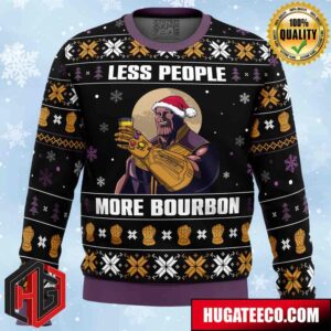 Less People More Bourbon Marvel Comics Anime Ape Chirstmas Gifts 2024 Xmas For Family And Friends Ugly Sweater