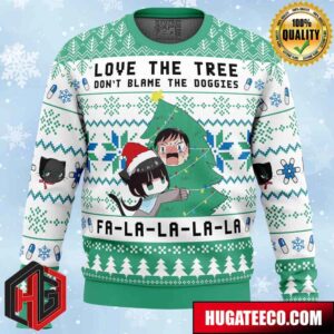 Love The Tree Dont Blame The Doggies Fa-La-La-La-La ReLIFE Anime Ape Chirstmas Gifts 2024 Xmas For Family And Friends Ugly Sweater