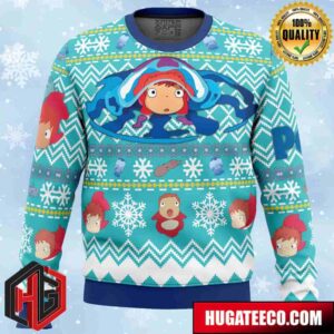 Magical Ponyo Studio Ghibli Anime Ape Chirstmas Gifts 2024 Xmas For Family And Friends Ugly Sweater