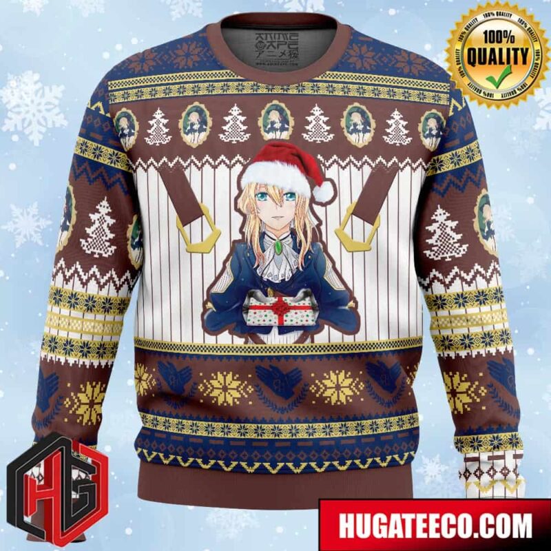Merry Christmas Violet Evergarden Anime Ape Chirstmas Gifts 2024 Xmas For Family And Friends Ugly Sweater