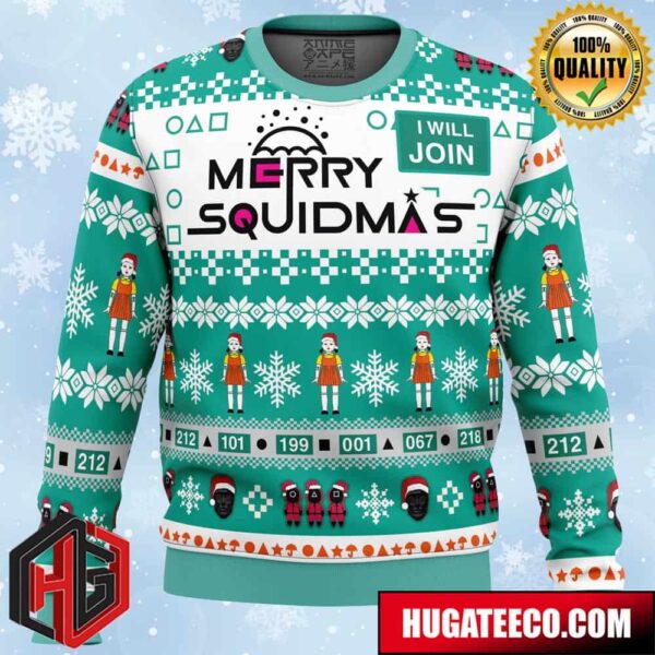 Merry Squidmas Squid Game Christmas Sweater Anime Ape Chirstmas Gifts 2024 Xmas For Family And Friends Ugly Sweater