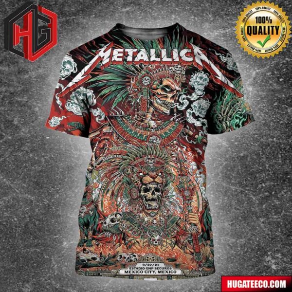 Metallica Merch For First No Repeat Weekend From Mexico City At Estadio DNP Seguros On 9 22 2024 North American Tour All Over Print Shirt