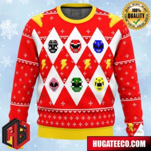 Mighty Morphin Power Rangers Anime Ape Chirstmas Gifts 2024 Xmas For Family And Friends Ugly Sweater