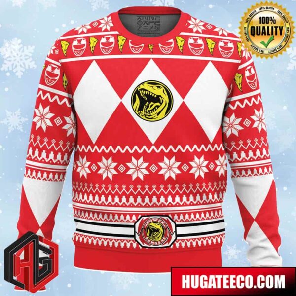 Mighty Morphin Red Ranger Power Rangers Anime Ape Chirstmas Gifts 2024 Xmas For Family And Friends Ugly Sweater