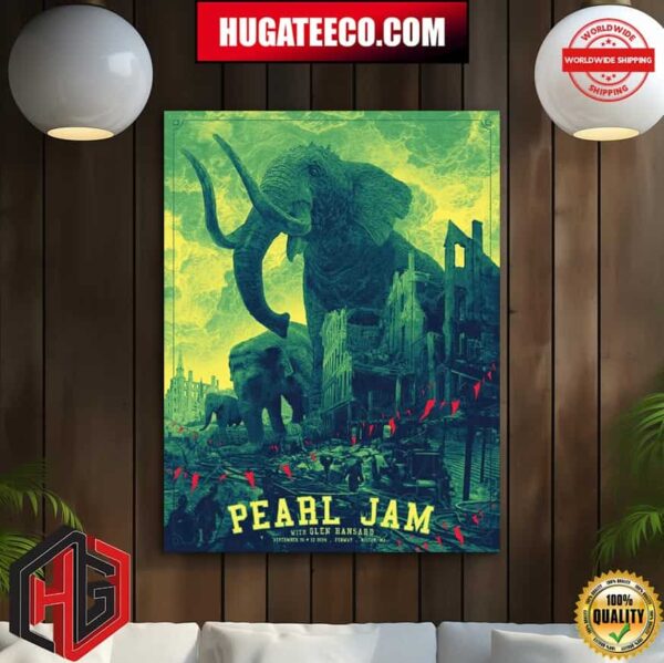 Pearl Jam With Glen Hansard Dark Matter World Tour Merch Poster Art By Daniel Danger In Boston MA At Fenway Park On September 15 And 17 2024 Home Decor Poster Canvas