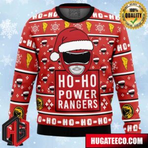 Red Ranger Ho-Ho Power Rangers Anime Ape Chirstmas Gifts 2024 Xmas For Family And Friends Ugly Sweater