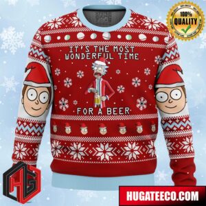 Rick And Morty Time For A Beer Anime Ape Chirstmas Gifts 2024 Xmas For Family And Friends Ugly Sweater