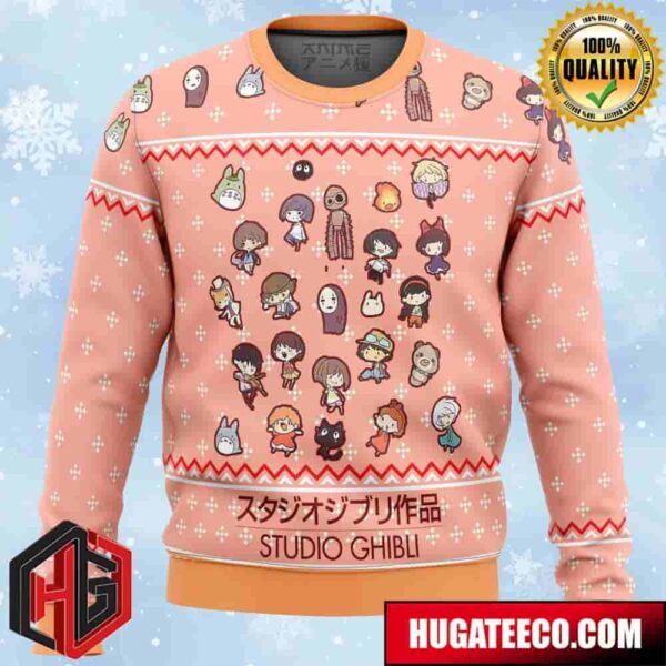 Studio Ghibli Cuties Anime Ape Chirstmas Gifts 2024 Xmas For Family And Friends Ugly Sweater