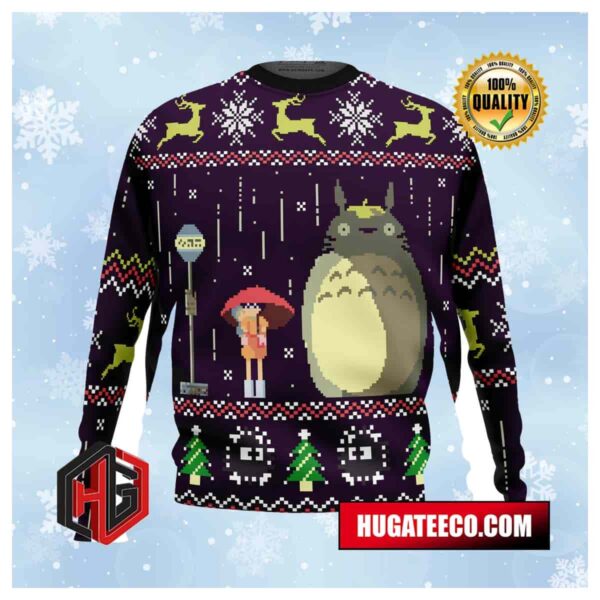 Studio Ghibli Totoro Rain Miyazaki Anime Ape Chirstmas Gifts 2024 Xmas For Family And Friends Ugly Sweater