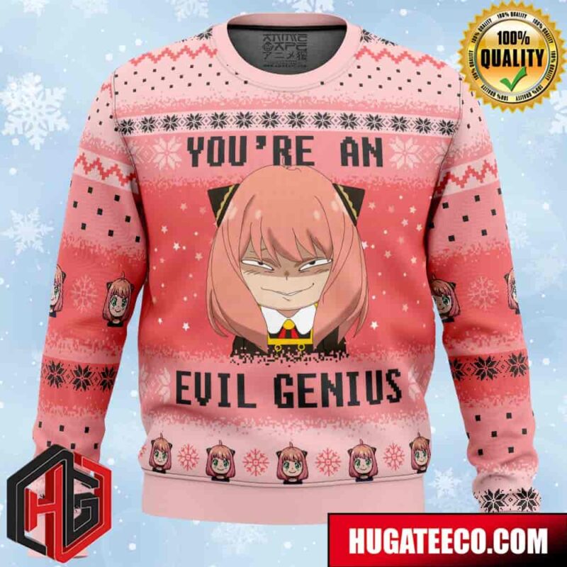 You’re An Evil Genius Spy X Family Anime Ape Chirstmas Gifts 2024 Xmas For Family And Friends Ugly Sweater