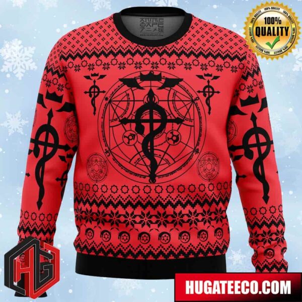 Flamel’s Cross x Transmutation Circle Fullmetal Alchemist Anime Ape Chirstmas Gifts 2024 Xmas For Family And Friends Ugly Sweater