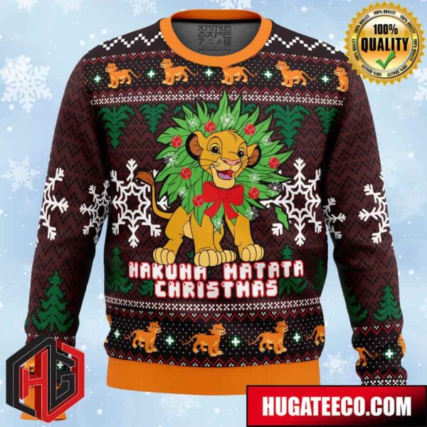 Hakuna Matata Lion King Anime Ape Chirstmas Gifts 2024 Xmas For Family And Friends Ugly Sweater