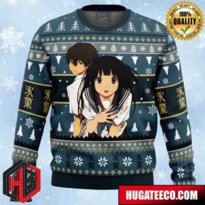 Houtarou And Eru Hyouka Anime Ape Chirstmas Gifts 2024 Xmas For Family And Friends Ugly Sweater