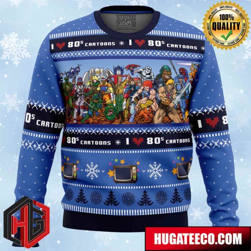 I love the 80s Cartoons Anime Ape Chirstmas Gifts 2024 Xmas For Family And Friends Ugly Sweater