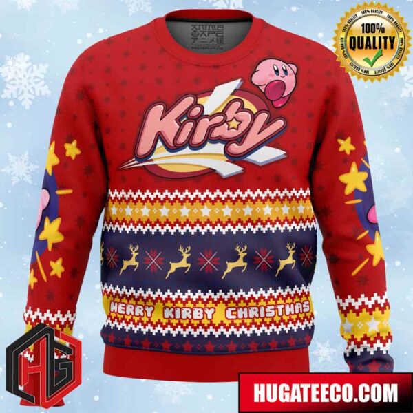 Merry Kirby Christmas Kirby Anime Ape Chirstmas Gifts 2024 Xmas For Family And Friends Ugly Sweater