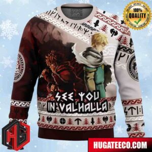 See You In Valhalla Vinland Saga Anime Ape Chirstmas Gifts 2024 Xmas For Family And Friends Ugly Sweater