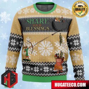 Share Your Blessings Robin Hood Disney Anime Ape Chirstmas Gifts 2024 Xmas For Family And Friends Ugly Sweater