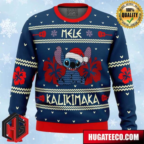 Stitch Mele Kalikimaka Anime Ape Chirstmas Gifts 2024 Xmas For Family And Friends Ugly Sweater