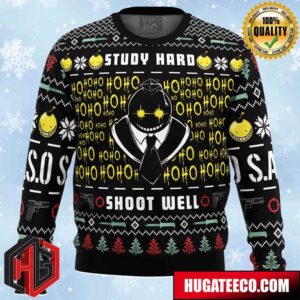 Study Hard Shoot Well Assassination Classroom Anime Ape Chirstmas Gifts 2024 Xmas For Family And Friends Ugly Sweater