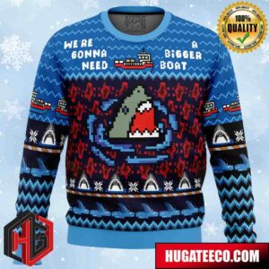 We?re Gonna Need A Bigger Boat Jaws Anime Ape Chirstmas Gifts 2024 Xmas For Family And Friends Ugly Sweater