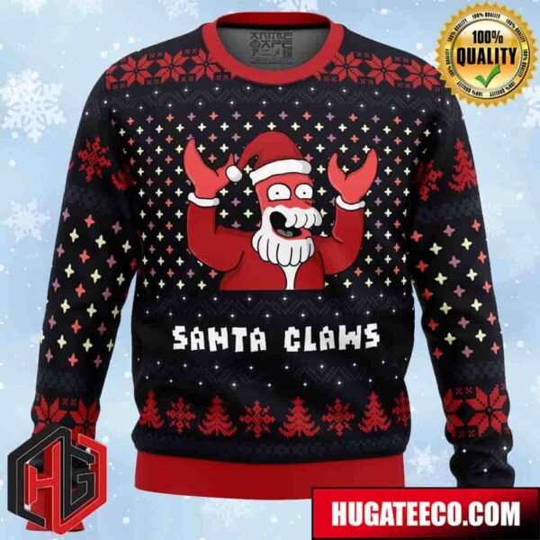 Xmas Ugly sweater Santa Claws Zoidberg Futurama Anime Ape Chirstmas Gifts 2024 Xmas For Family And Friends Ugly Sweater