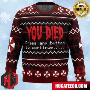 You Died Resident Evil Anime Ape Chirstmas Gifts 2024 Xmas For Family And Friends Ugly Sweater