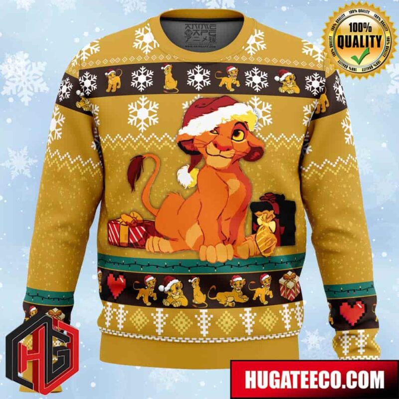 Young Simba The Lion King Anime Ape Chirstmas Gifts 2024 Xmas For Family And Friends Ugly Sweater
