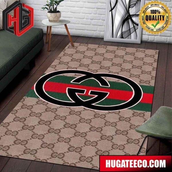 Gucci Rug Carpet With Black Giant Logo And All Over Traditional Design Fashion And Simple Home Decor For Bedroom And Living Room