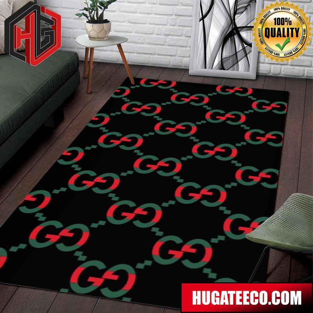 Gucci Rug Carpet With Iconic Colors Chain Of Logos Fashion And Style Home Decor For Bedroom And Living Room
