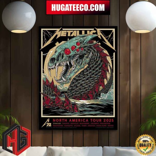 Metallica M72 Syracuse North America Tour 2025 Art Work By Rhys Cooper Studio Seppuku Merchandise Poster Canvas
