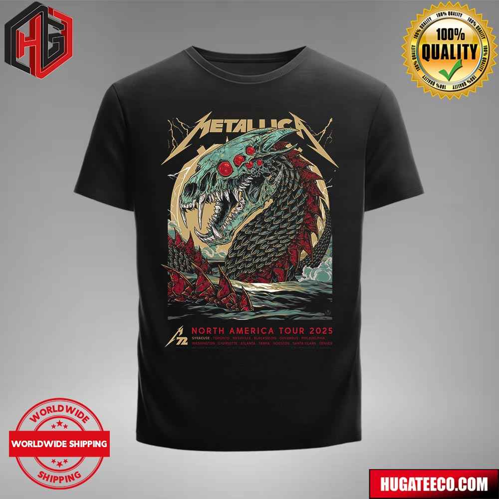 Metallica M72 Syracuse North America Tour 2025 Art Work By Rhys Cooper Studio Seppuku Merchandise Fan Gifts T-Shirt Metallica M72 Syracuse North America Tour 2025 Art Work By Rhys Cooper Studio Seppuku Merchandise Fan Gifts T-Shirt